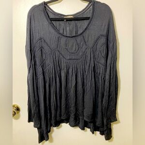 Ruff Hewn shirt top all black comes down longer on each side at hem 3X K-05